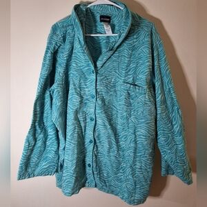 Joe Boxer Blue Zebra Print Flannel Pajama Top - Plus Size 4XL